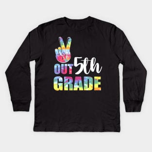 Peace out 5th grade end of school l. Last day of school. Summer break Kids Long Sleeve T-Shirt